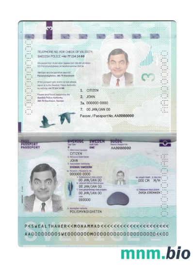Szwecja paszport nowy 2022-obecnie, szablon w formacie PSD